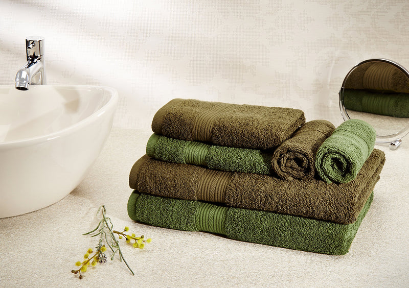 Amazon Brand - Solimo 100% Cotton 6 Piece Towel Set, 500 GSM (Sepia Brown and Olive Green)