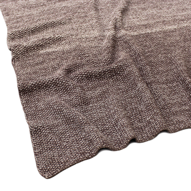 Cazimo Soft 100% Cotton Knitted Throw Blanket - 50 x 60 inches, Ivory & Taupe