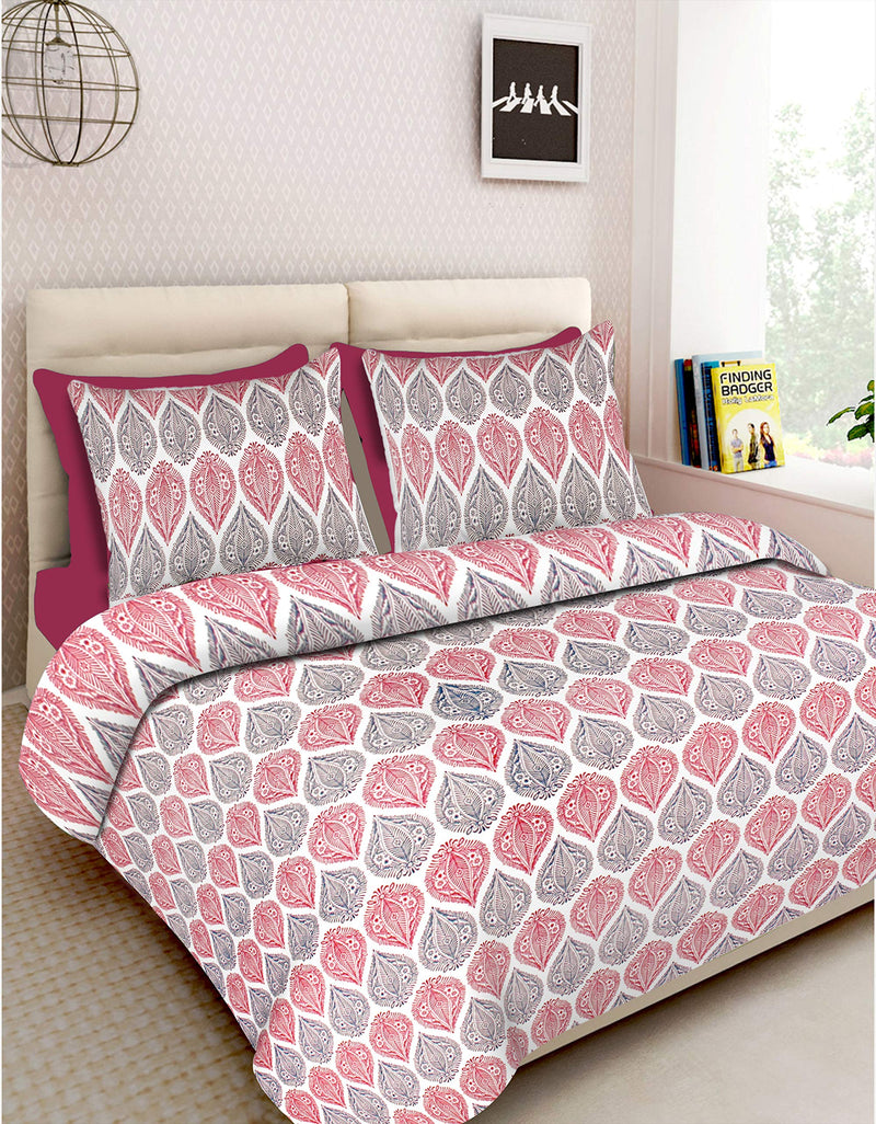 Monique Brand | Super King Size 100 x 108 in |100% Pure Cotton Bedsheet for Double Bed with 2 Pillow Covers Pink