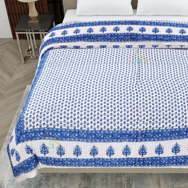 S J Jaipur Rajai Galaxy Hand Made Cotton Jaipuri Print Single Bed Jaipuri Quilt/Razai (Multicolor)