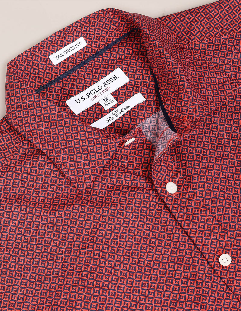 U.S. POLO ASSN. Mens Printed FS Shirts (USSHTFX0092_RED_M)