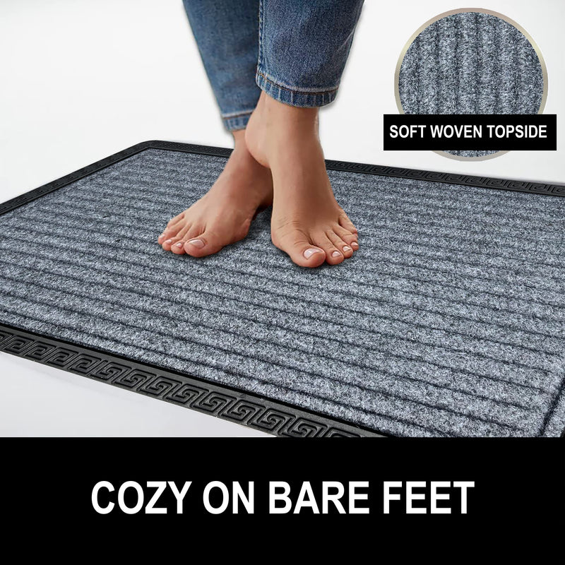 Amazelo Cart Polypropylene Anti Skid Door Mat for Entrance - Modern Stylish Washable Floor Rug Bath Mats for Home Office Bathroom - Multipurpose Rugs for Living Room Kitchen & Hall, 60x40 cm, Grey