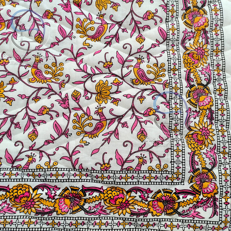 LushHavenDecor 400 TC Single Bed Jaipuri Razai Pure Cotton Jaipuri Rajai Ac Quilt for All Season Soft Breathable Quilt Comforter 55 x 85 inch Pink