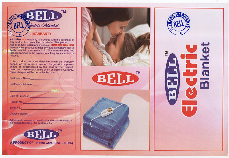 Bell electric blankets - Single Bed - 10 Years Warranty - Heating Bed Warmer with Four Heat Settings - Pain Relief with Low Power Consumption- Single Bed Size (150cms x 80cms)