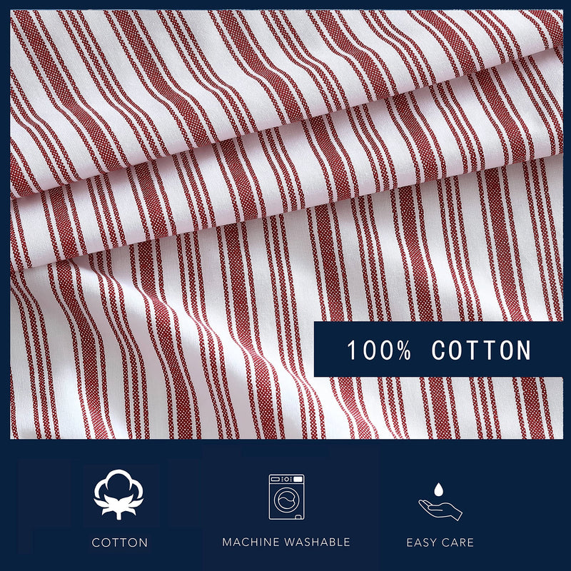 Nautica Stripe Cotton Percale Sheet Set, King, Coleridge Red