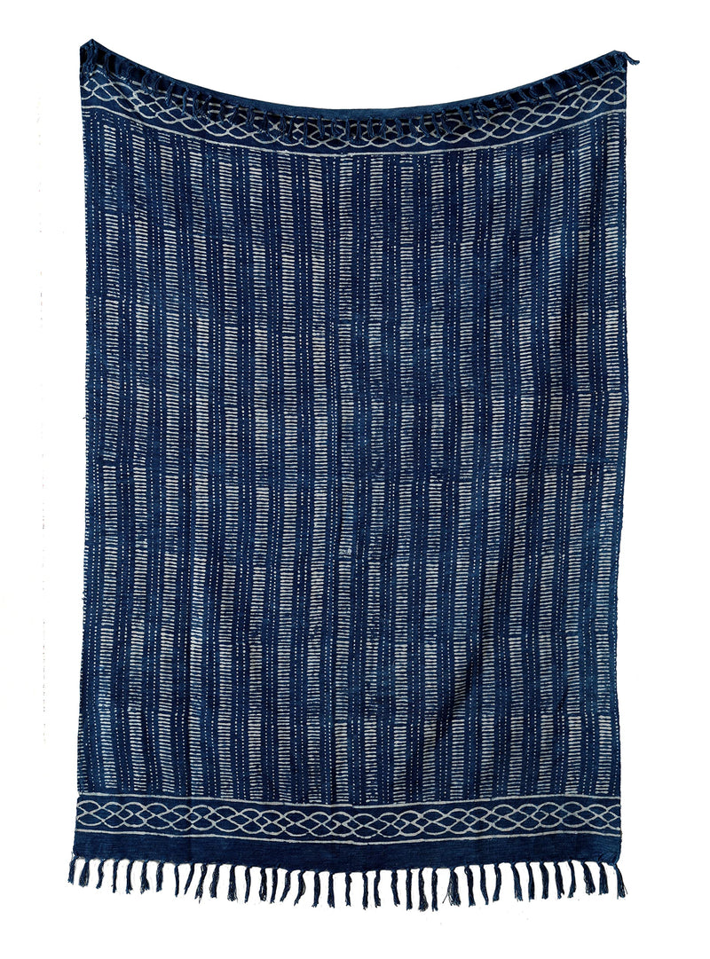 Ravaiyaa - Attitude is everything Hand Block Printed Handmade Sofa & Couch Throw Stripe Polka Design Handloom Cotton Throw Home Decor Bedding Blanket (Indigo Blue)