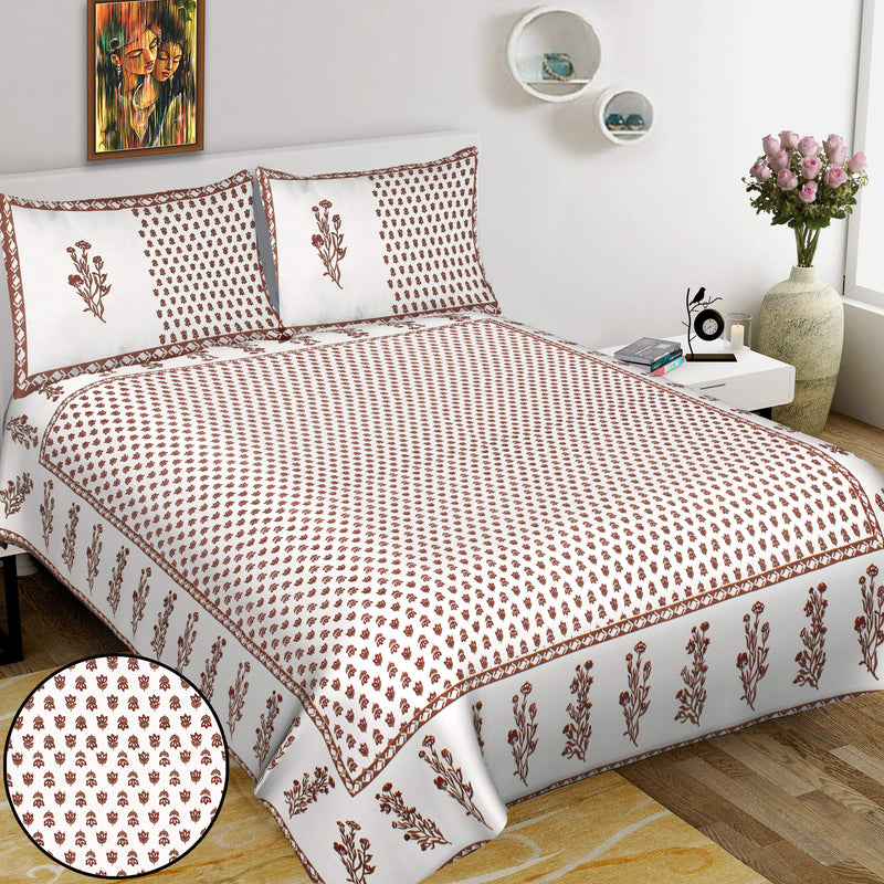 JAIPUR PRINTS | Super King Size 100 x 108 in |100% Pure Cotton |Double Bedsheet with 2 Pillow Covers. Multi13