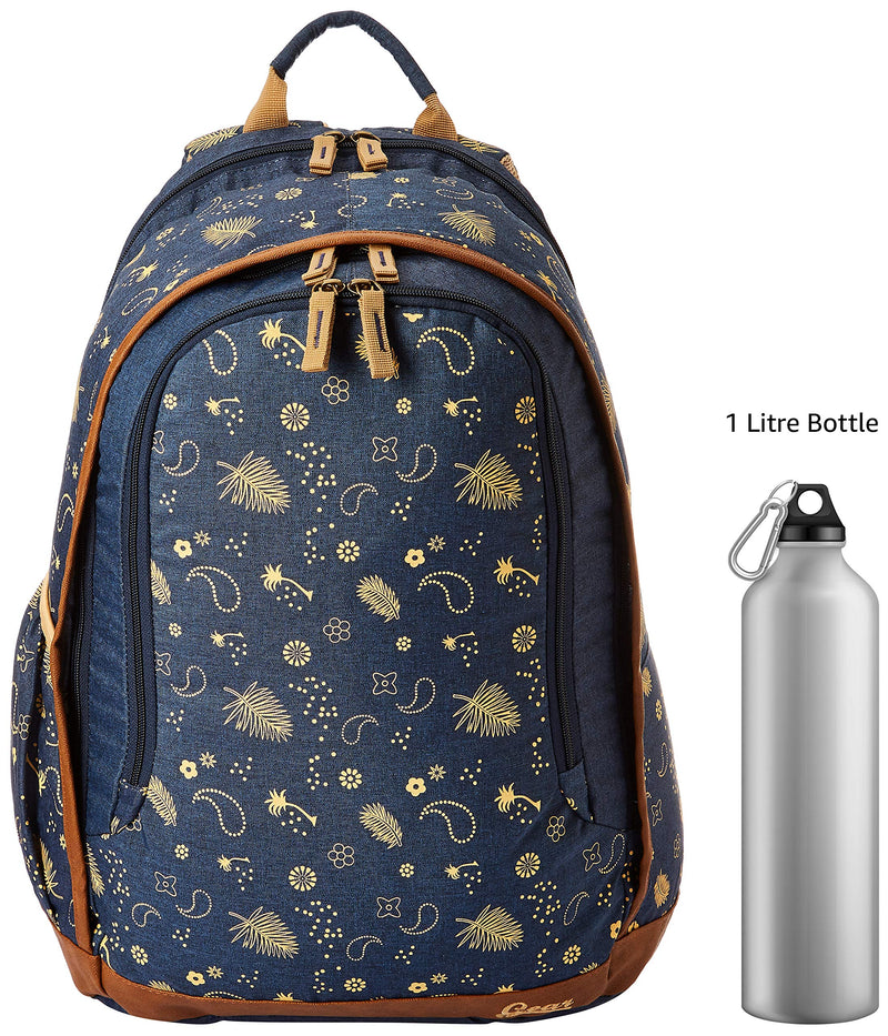 Gear 26 Ltrs Navy Blue and Beige Casual Backpack (BKPTRMP520522)