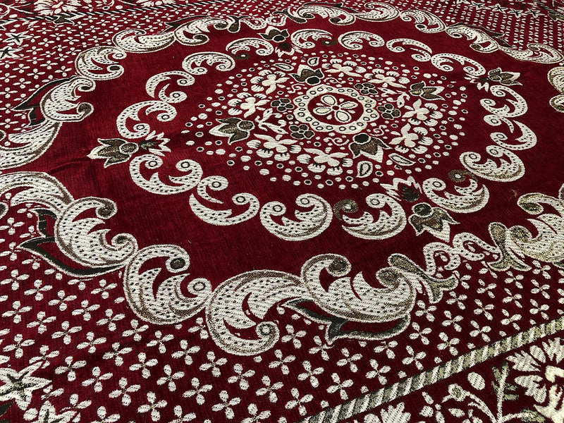 Raas Furnishings Maroon Acrylic (5x7ft) Carpet Floor Covering for Your Sweet Home, Living Room, Hall | Elegant, Bright, and Soft for Stylish Interiors | Anti Slip & Washable Rugs