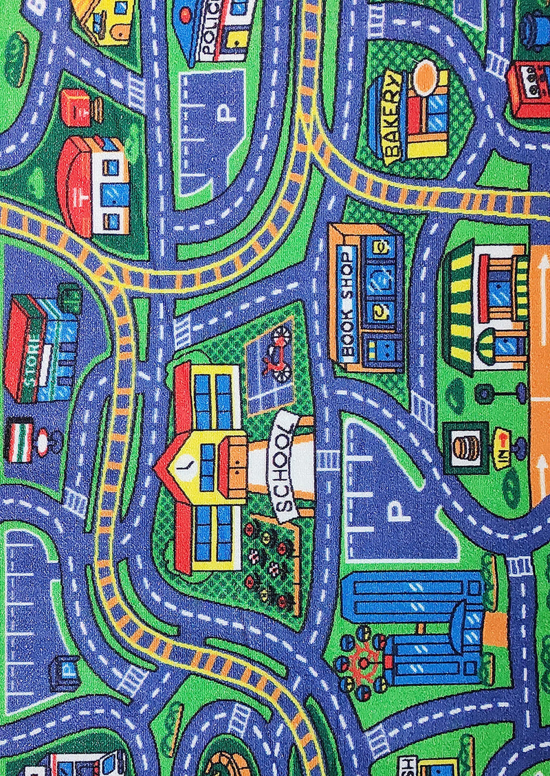 Status Contract Kids Nylon Play Crawl Floor Anti Skid Rug, Children's Educational, Map, Road Traffic System, Activity for Playing with Toy, Car, Trucks (3 X 5 Feet, Multicolour), Large Rectangle