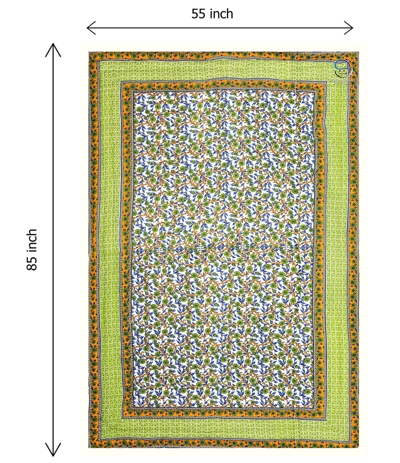 HASHIREX 210 TC Single Bed Jaipuri Cotton Razai Blanket Ac Quilt Soft Light Weight Rajasthani Traditional Rajai Comforter 85 x 55 inch Green Pack of 1, Breathable