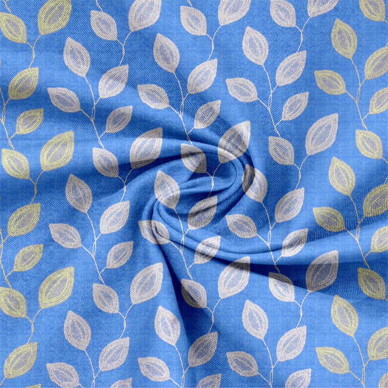 Parbee King Size 108x108 Bedsheet by Rajgur Fabrics Mills 144 TC Cotton Blue Base Floral Leaf Pattern with 2 Pillow Covers