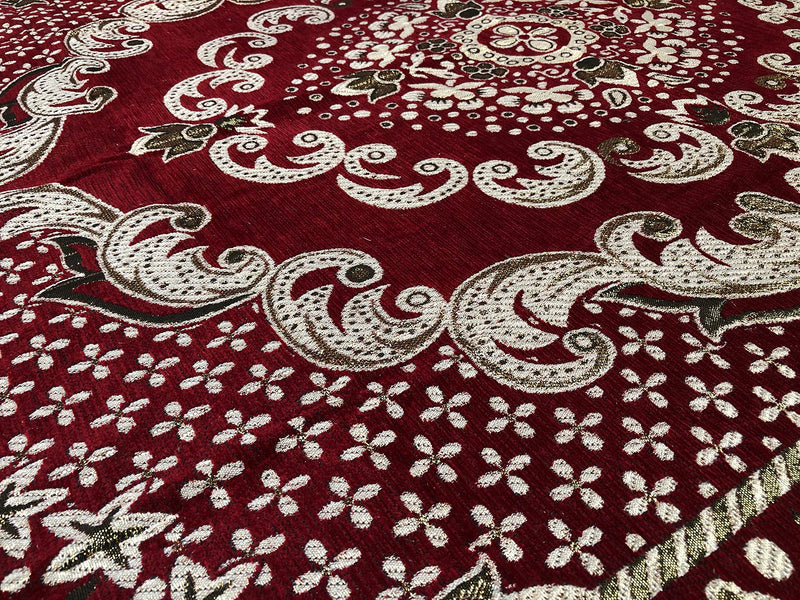 Raas Furnishings Maroon Acrylic (5x7ft) Carpet Floor Covering for Your Sweet Home, Living Room, Hall | Elegant, Bright, and Soft for Stylish Interiors | Anti Slip & Washable Rugs