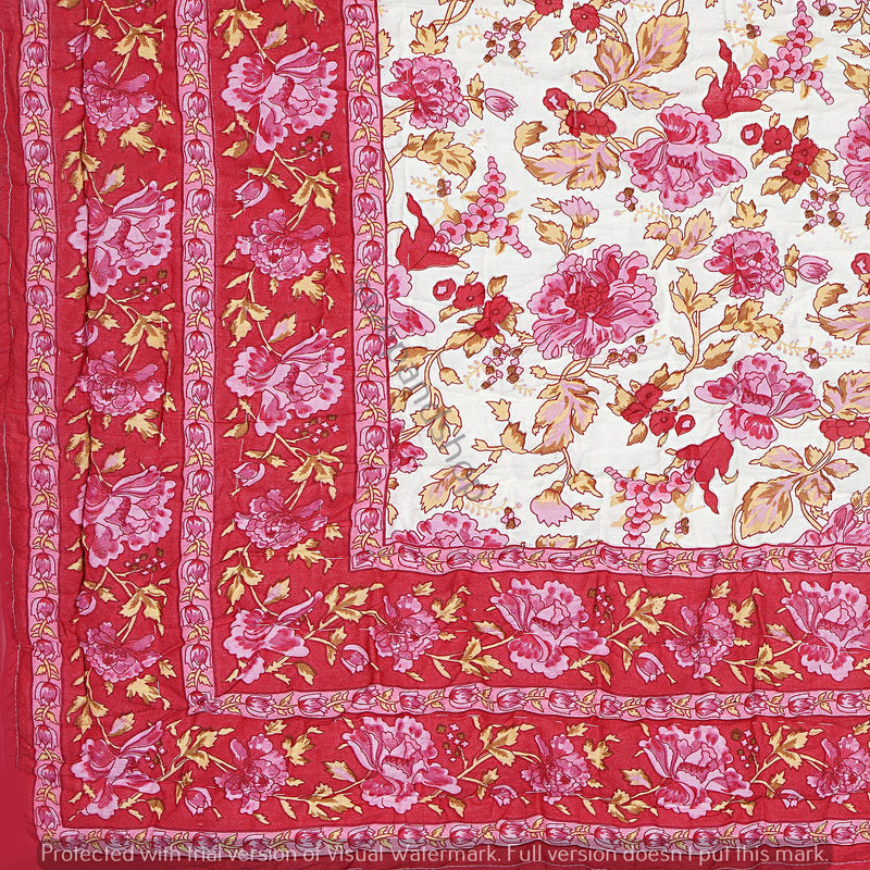 FABDESIGN QUILTS 300 TC Single Bed Pink Jaipuri Razai Organic Pure Cotton Jaipuri rajai Ac Quilt for Winter Soft Light Weight Rajasthani Traditional Cotton Razai (55 x 85 inch)