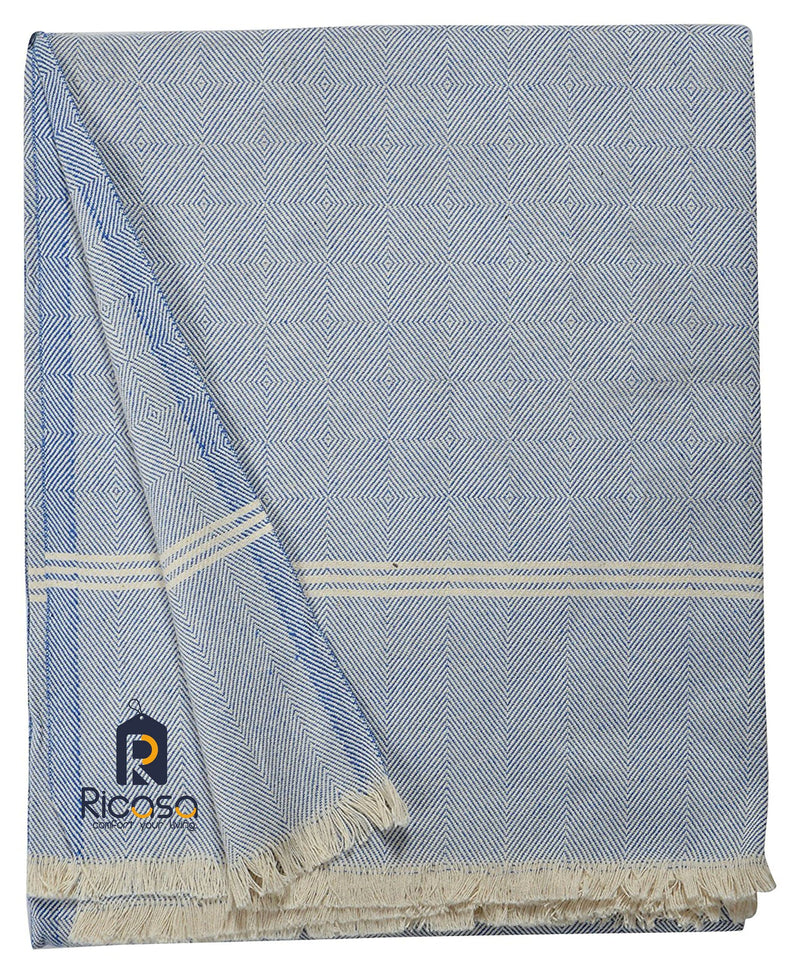 Ricasa Cotton Multicolour Reversible Single Summer Blanket/Khes/Cotton Blanket/Dohar Without Filing | Available in Assorted Colours (Any Colour) | Pack of 2 pcs