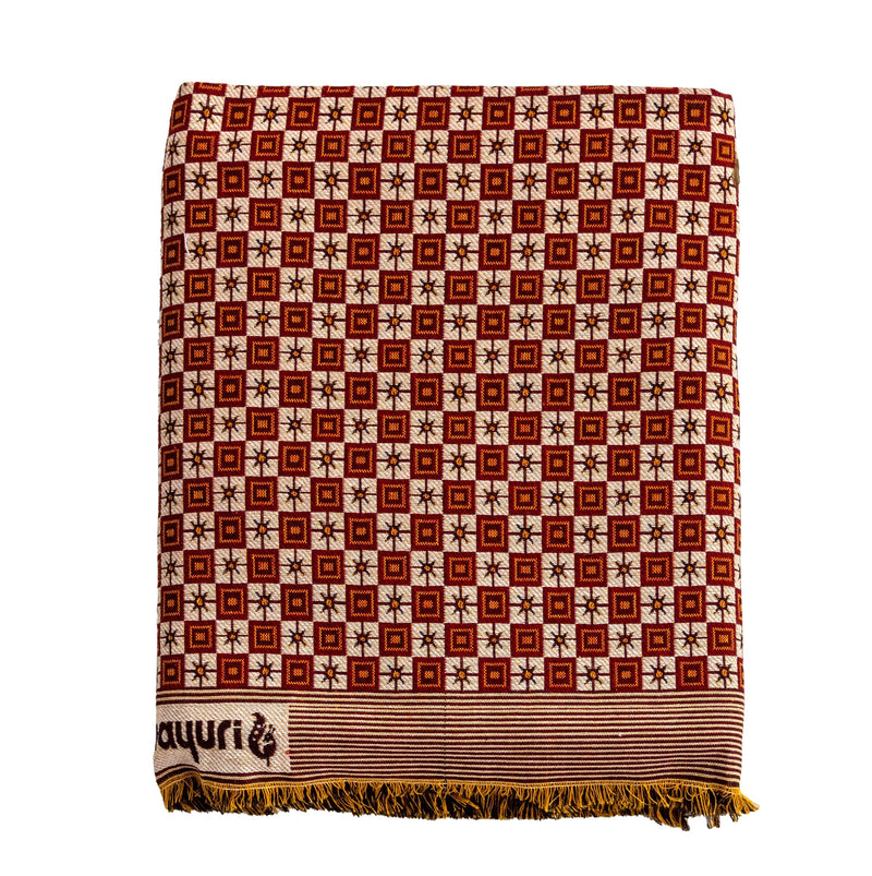 VARUNAVI Star Solapur Chaddar Cotton AC Blanket Queen Size 90 in X 108 in (230 cm X 260 cm) Maroon