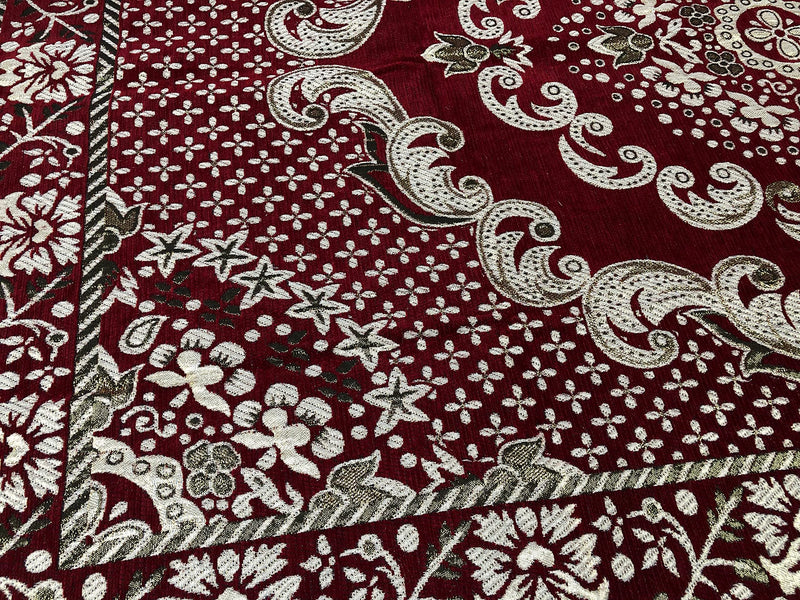 Raas Furnishings Maroon Acrylic (5x7ft) Carpet Floor Covering for Your Sweet Home, Living Room, Hall | Elegant, Bright, and Soft for Stylish Interiors | Anti Slip & Washable Rugs