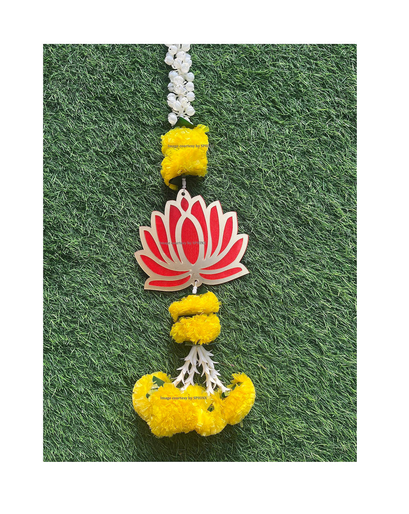 SPHINX Lotus hangings with Artificial Jasmine, Marigold, Lily and Green Leaves Garlands Decorative Latkans,Easy Simple Backdrop for Ganesh chaturthi, Teej Decorations(Approx 2 ft)- (5 Pieces)