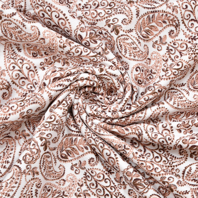 THE LINEN COMPANY Pure Cotton Dohar Reversible Printed Dohar Double Bed Size with Silk Border | 300 TC Soft Lightweight AC Blanket (Double 90x100 Inch), Copper Paisley