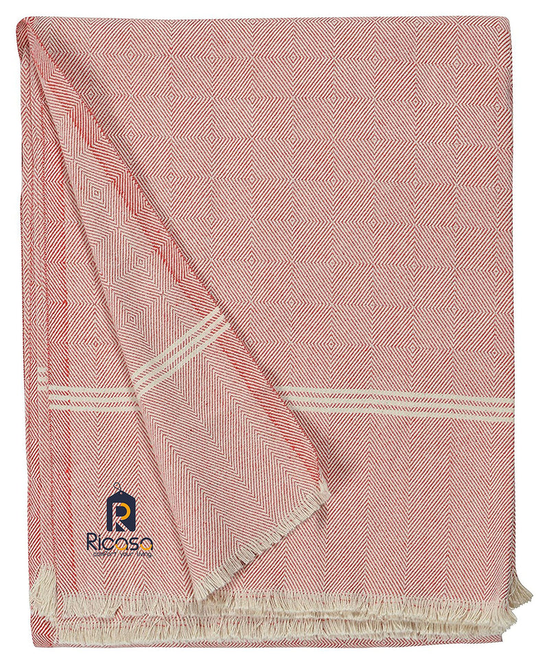 Ricasa Cotton Multicolour Reversible Single Summer Blanket/Khes/Cotton Blanket/Dohar Without Filing | Available in Assorted Colours (Any Colour) | Pack of 2 pcs