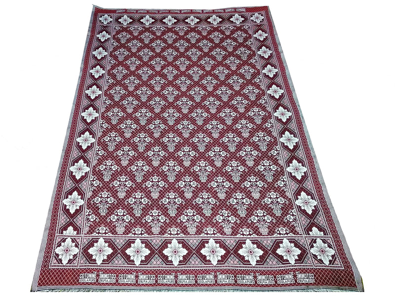 Cotonine - Cotton Single Size, Light Weight Daily use Solapur Chaddar Blanket, Red, Pack of 1