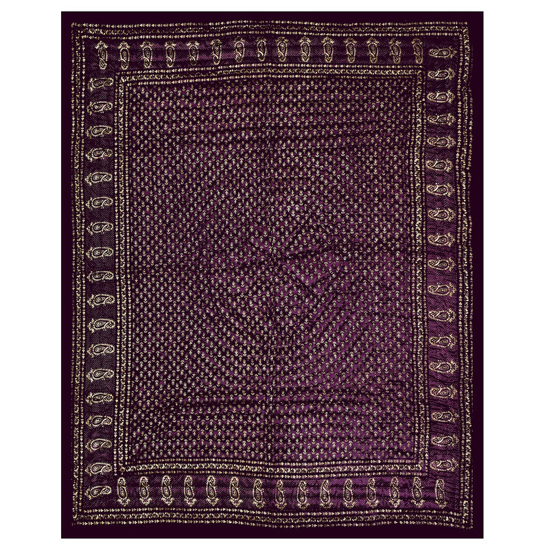 AUROSTYLE 400 TC Silk Fabric Jaipuri Razai Rajasthani Traditional Filling Pure Cotton Light Weight Winter and Summer Rajai Jaipuri Quilt Throw Blanket (Purple, Double Bed - 85 inch x 100 inch)