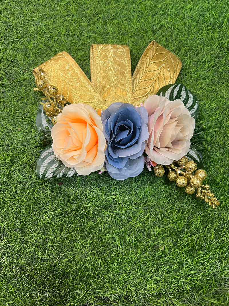 WS Wrap Shap 3 Big Rose Artificial Flower Bunch for Decoration, Gifting, Trousseau Packing, Hampers, Gift Packing (3)