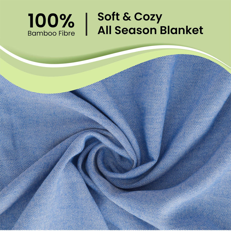 Mush 100% Bamboo Summer AC Blankets | Ultra-Soft, Light Weight & Thermoregulating Dohar 7.5 X 8 Ft (Navy, Double/Large)