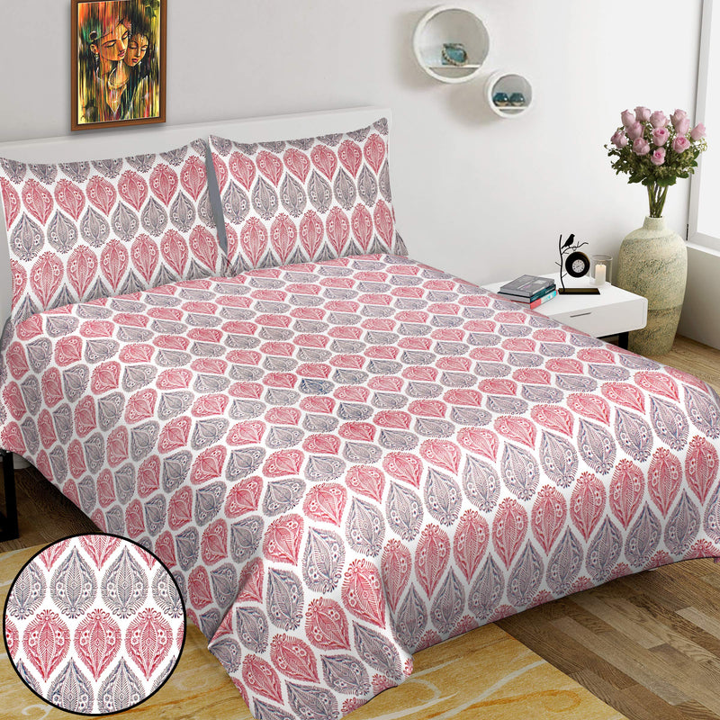 Monique Brand | Super King Size 100 x 108 in |100% Pure Cotton Bedsheet for Double Bed with 2 Pillow Covers Pink