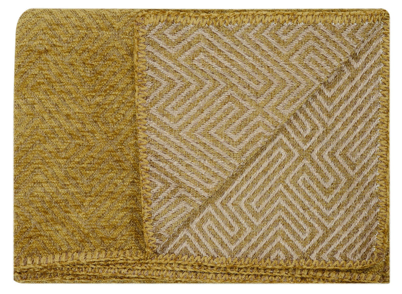 Saral Home Chenille 2 Seater Sofa Cover Throw (Gold, 140x160 cm)