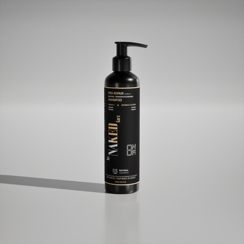 By NAKED fact Pro Repair Anti Hairfall Shampoo| 5x Hair Fall Control Scalp cleaning & Strengthening | Contains Black Soil, Nardostachys Jatamansi, Omega 3 & Moringa Oleifera | For All Hair Types | For Women & Men | 250ml