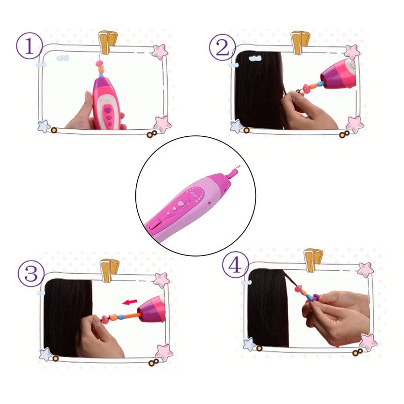 12672 Hair Styling Clasp Clips Twisting Stringing Beads Kit For Girls Portable Hair Braider Machinehairstyle Braid Kit Diy Hair Styling Tool With Comb Rubber Button Beads And Beads