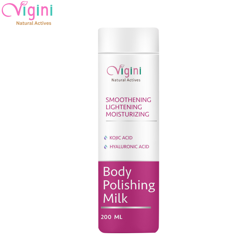 Vigini Body Skin Smoothening Lightening Moisturizing Body Polishing Milk Lotion Kojic Hyaluronic Acid- 200 ml