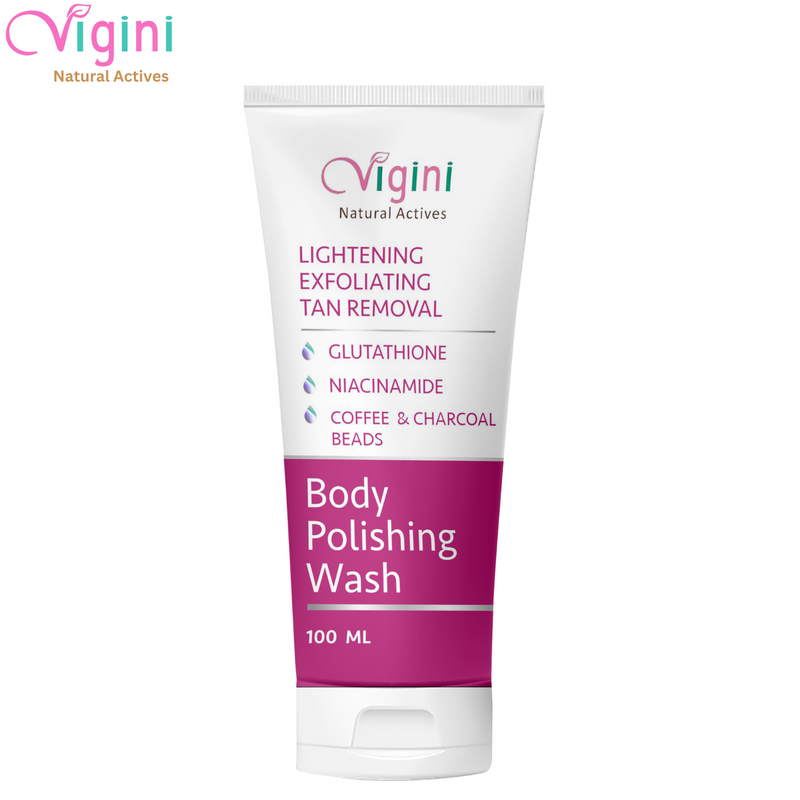 Vigini Skin Lightening Whitening Polishing Exfoliator Coffee Tan Pigmentation Scrub Body Wash - 100ml