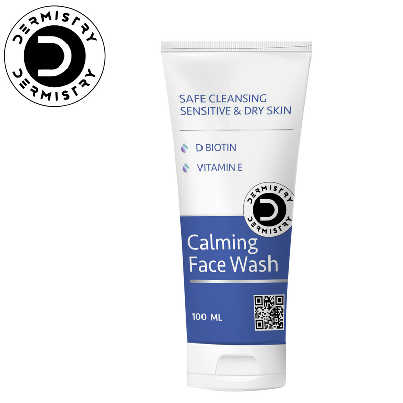 Dermistry Sensitive & Dry Skin  Care Calming Soothing Creamy Mild Safe Moisturizing Soap Free Face Wash Safe Gentle Cleansing I Sulphate Free I D Biotin Vitamin E I Suits Combination & All Skin Types I Men Women 100 ml