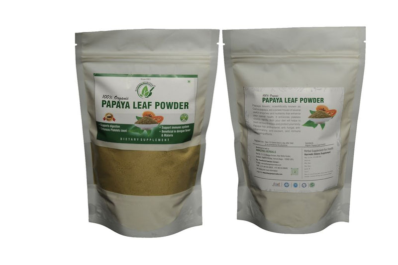 Dr.Bhargav’s I Papaya Leaf Powder | Face Skin| Supports digestion | Fever I Malaria |Immune system | Enhances Platelets count | Fever herbal Medicine | 100gm Powder