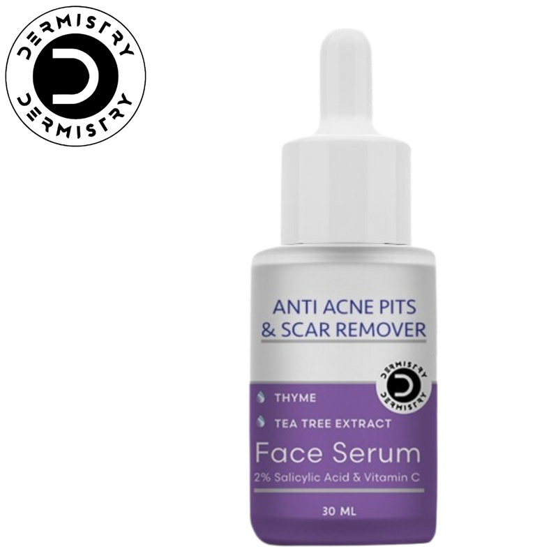 Dermistry 2% Salicylic Acid Anti Acne Face Serum I Niacinamide I Tea Tree Ext & Vitamin C I Oil Free | Pits Scars Pimples Blemishes Dark Spots Remover I For Oily Acne Prone Skin Men Women Boys Girls I 30ml