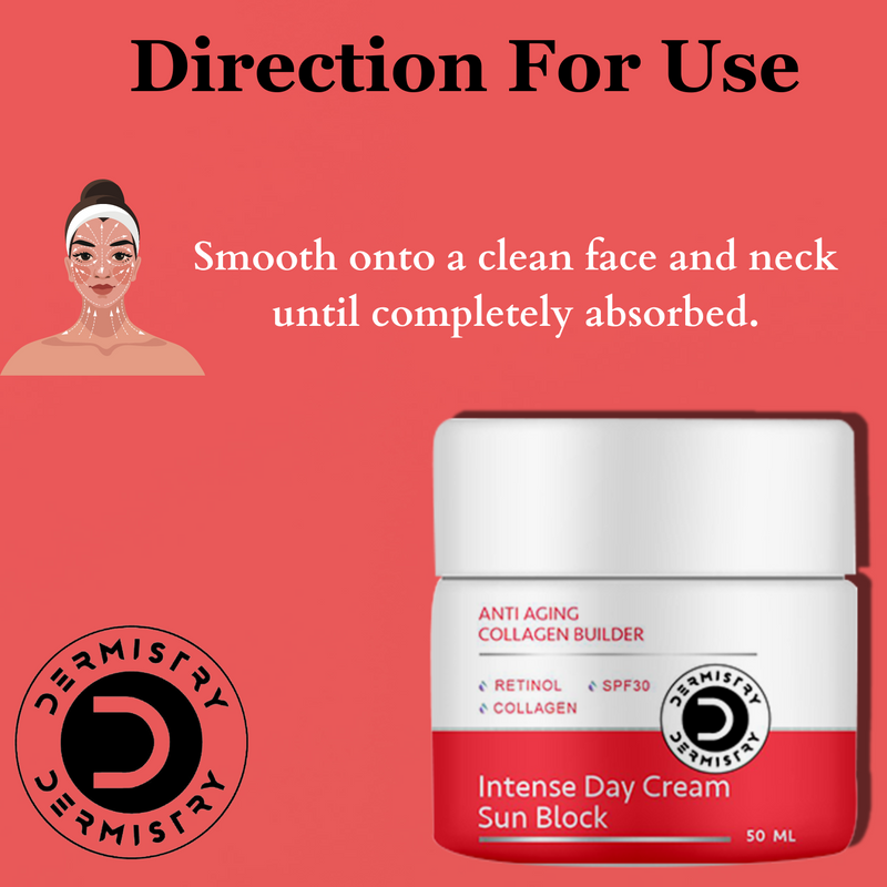 Dermistry Anti Ageing Collagen Builder SPF30 Retinol Hyaluronic Acid Sun Block Day Face Moisturizer Cream I Lifts Fine Lines & Wrinkles I Hydrating Skin Nourishing Age Protect I Firming Renewal 50ml