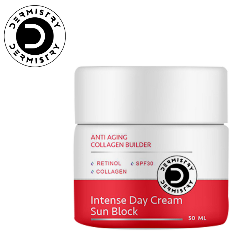 Dermistry Anti Ageing Collagen Builder SPF30 Retinol Hyaluronic Acid Sun Block Day Face Moisturizer Cream I Lifts Fine Lines & Wrinkles I Hydrating Skin Nourishing Age Protect I Firming Renewal 50ml