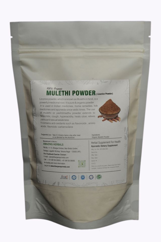 Dr.Bhargav’s I Mulethi Powder | Face | Skin | No added Chemicals|Bronchitis I Cough| Fatigue | Gastric Ulcer I Hyper Acidity Medicine | 100gm