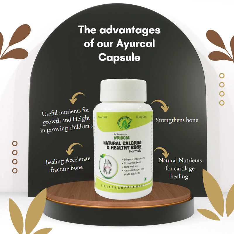 Dr.Bhargav’s I Ayurcal capsule for Natural Calcium | Strengthens bone | Joint wellness| Accelerate fracture bone healing I Height in growing children| Nutrients for cartilage healing | 60 Capsules