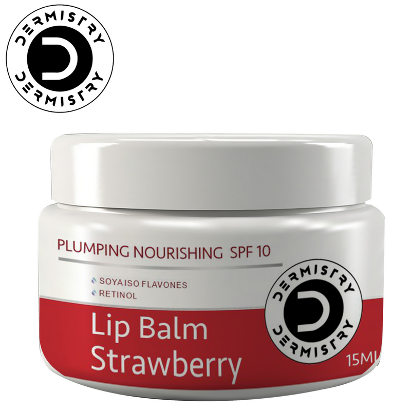 Dermistry Plumping Nourishing SPF10 Glossy Tinted Lip Care Balm Strawberry for Dry Dark Pigmented Chapped Lips I Shea Butter I Retinol I Coconut Oil I Moisturization Smoothening I Glossy Finish Soft Pink Lips Women 15ml