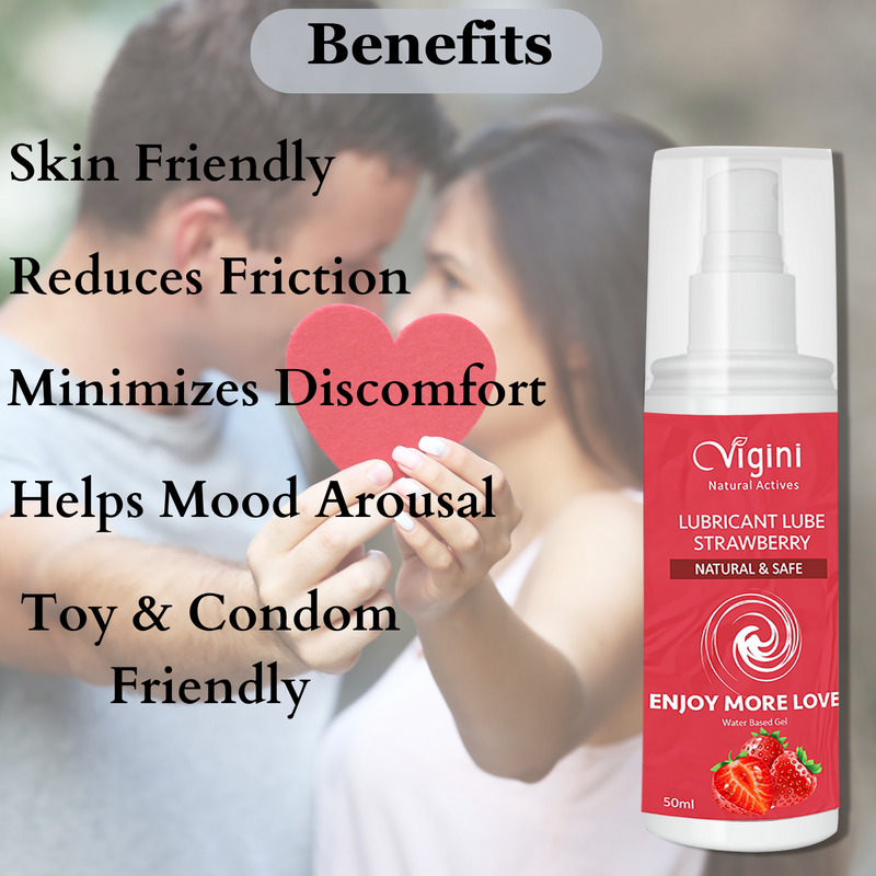 Vigini Intimate Strawberry Sexual Lubricant Personal Lube Water-Based Gel for Long Lasting  & Non-Sticky-50ml