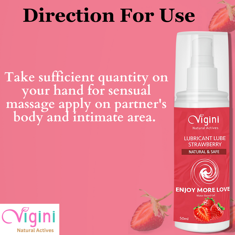 Vigini Intimate Strawberry Sexual Lubricant Personal Lube Water-Based Gel for Long Lasting  & Non-Sticky-50ml