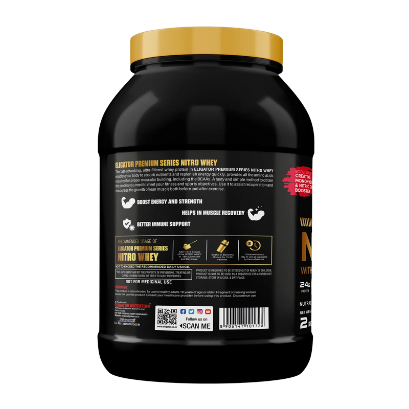 Eligator Nitro Whey - Nitro Whey Protein With Added Creatine Monohydrate