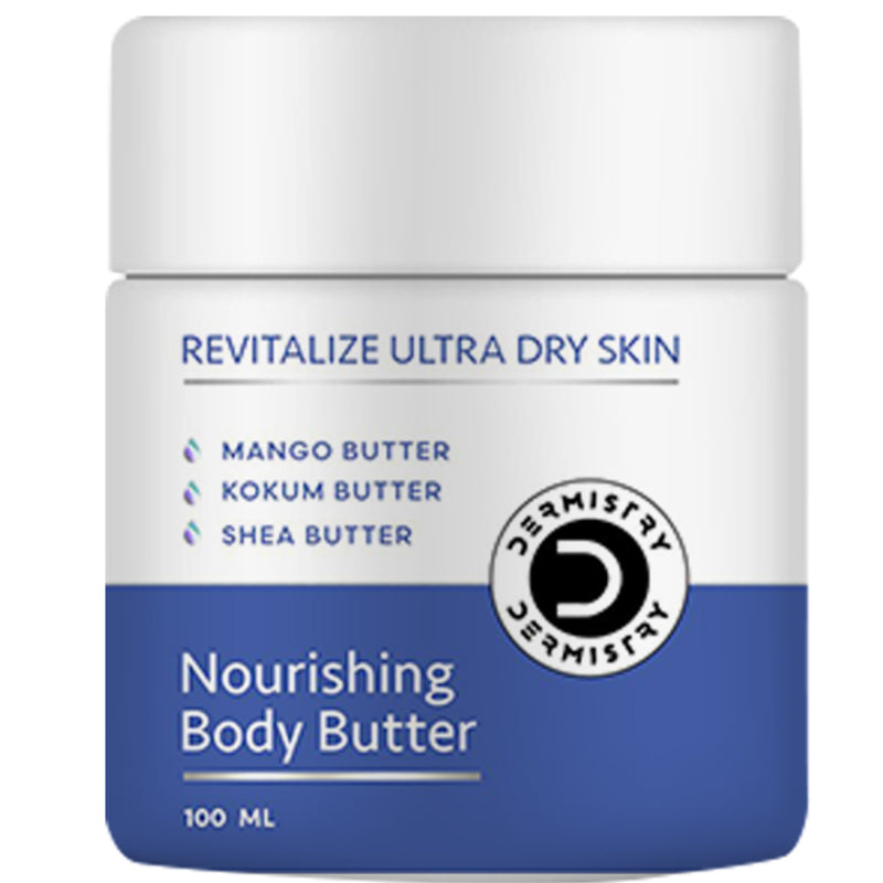 Dermistry Revitalizing Nourishing Body Butter I For Winters & All Weather I Deep Very Dry & Flaky Sensitive Skin I Mango, Kokum & Shea Butter I Instant Moisturizer for Soft Smooth Skin Absorbs Quickly I Men Women 100ml