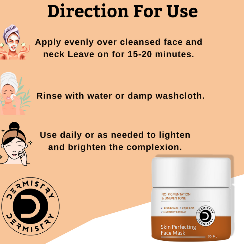 Dermistry  Pigmentation Removal Skin Perfecting Creamy Fairness Face Wash &  Skin Perfecting Pack Mask I Kojic Acid Niacinamide Beta Arbutin I For Men & Women ( Pack of 2 - 150 ML )