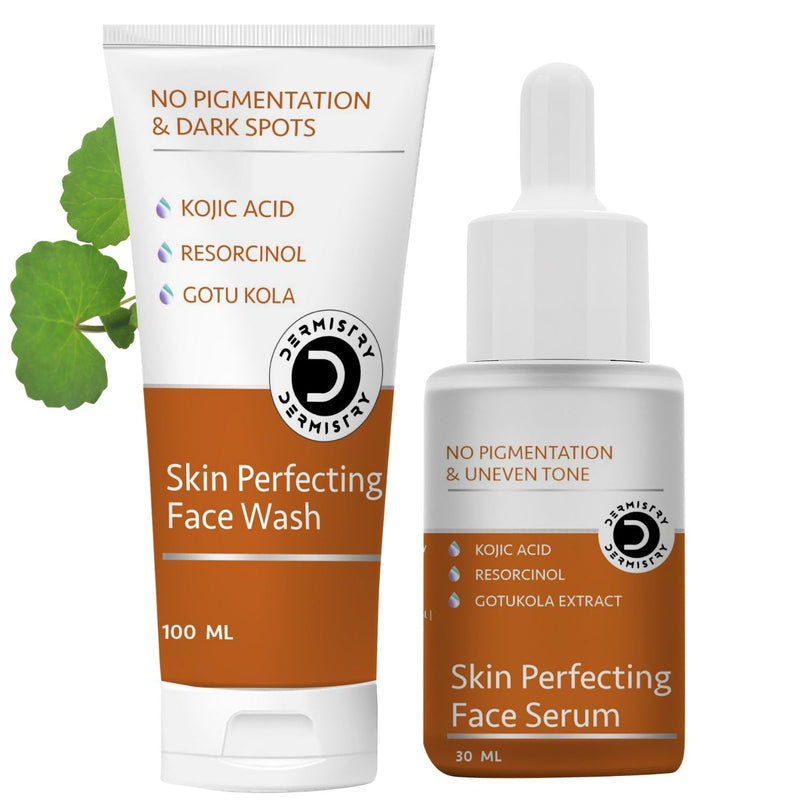 Dermistry  Pigmentation Removal Skin Perfecting Creamy Fairness Face Wash &  Skin Perfecting Fairness Serum I Kojic Acid Niacinamide Beta Arbutin I Gotukola For Men & Women ( Pack of 2 130 ML )