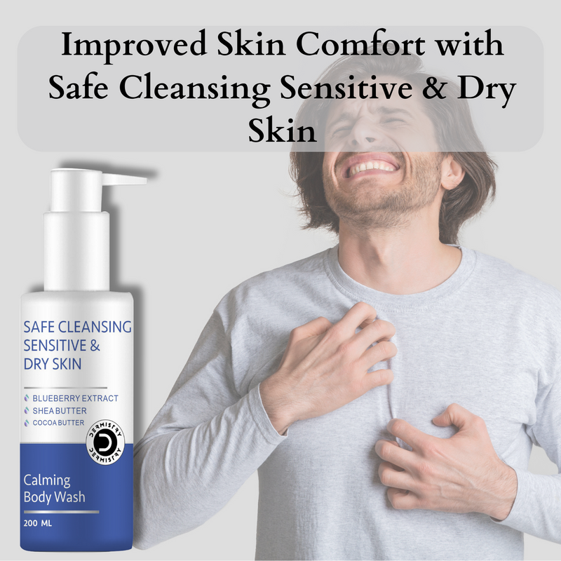 Dermistry Sensitive & Dry Skin Calming Soothing Thick Creamy Body Wash &  Calming Soothing Body Milk Lotion Sensitive & Dry Skin Deep Nourishment Moisturizer  I Vitamin E Non-Greasy, Repairs Smoothens For Men & Women ( Pack of 2 - 400 ML )