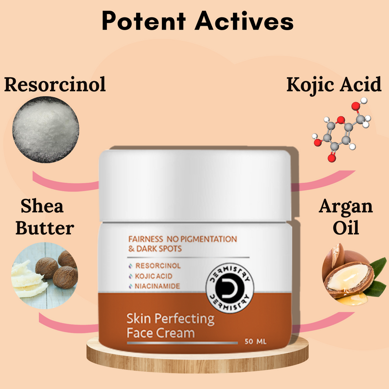 Dermistry  Pigmentation Removal Fairness Face Cream I Kojic Acid Niacinamide I Blemishes Dark Spots Correction Uneven Tone Melasma Dull Skin Removal I Glowing Brightening Moisturizer I Men Women 50ml